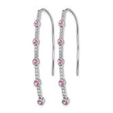14k White Gold 3/8 carat Lab Grown Diamond VS/SI+ G+ and Lab Created Pink Sapphire Threader Earrings
